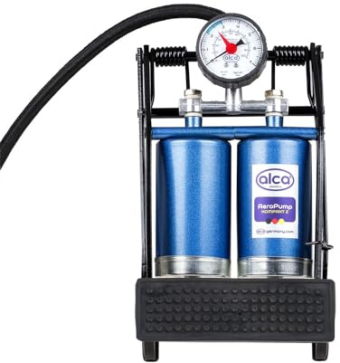 alca® Fußpumpe 2-Zylinder Kompakt AeroPump Kompakt Pumpe alle Ventile Auto Motorrad Fahrrad Ball tragbar Doppelzylinder Tretpumpe