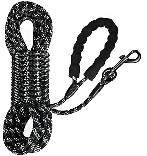 Reflektierend Schleppleine für Hunde, 5m/10m/20m Seil Hundeleine Trainingsleine Langes Ausbildungsleine für kleine, mittelgroße Hunde, Schwarz (Schwarz, 5m)