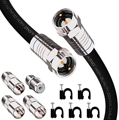 ASNQ RG6 Coaxial Cable Connectors Set 75 OHM - High-Speed Premium Coax Cable 2m - For Internet, Digital TV, Satellite, Aerial Connections - Includes 4 Extension Couplers to connect Cable Extensions