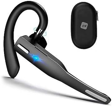 NK kabellose Ohrhörer mit Bluetooth 5.0, Freisprecheinrichtung, Mikrofon, klare Spracherkennung, 100mAh Batterie, leichtes Gewicht, inklusive Gehäuse, kompatibel mit iPhone und Android, Schwarz