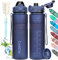 CodiCile Trinkflasche, BPA-frei, 1 Liter Trinkflasche Sport Auslaufsichere, Große Wasserflasche 1L Ideal für Fitnessstudio, Schule, Büro und Reisen (Navy blau)