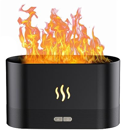 DASIAUTOEM Aroma Diffuser mit Flammen Effekt Licht, Ätherische Öle Diffuser, DuftöL Diffuser, Luftbefeuchter Humidifier für Zuhause Büro, Raumduft Yoga, Wasserlose Abschaltautomatik/Geräuscharmer