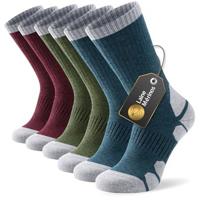 Alaplus Calzini Trekking in Lana Merino, Caldi Calzini Cotone Calze per Donna Uomo,Sportivi Calze Anti Vesciche per Escursionismo Trail, 3 paia (IT, Numero, 39, 42, Regular, Regular, Multicolore)