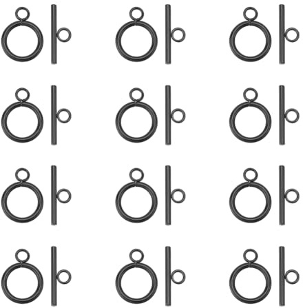 UNICRAFTALE 12 Juegos De Cierres De Seguridad De Acero Inoxidable Cierre Redondo IQ Con Barra En T Para Collar, Pulsera Conectores De Joyería Negros Y Cierres Finales Para Fabricación De Joyería DIY