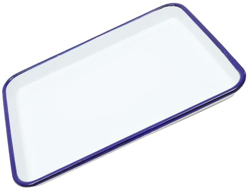 TOPBATHY Bianco Smalto Foglio Pan Ceramica Teglia Rettangolare Teglia Teglia Biscotto Foglio Piatto Da Portata Smaltato per Cucina 26.00X18.00X2.50CM