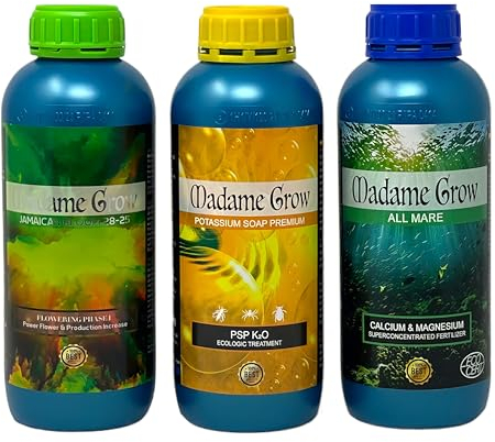Madame Grow - Abono Universal para Plantas - Potencia Floración y Crecimiento - 3 x 1 L para Diversas Semillas