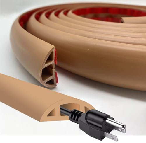 Self Adhesive Floor Cable Floor Cable Cover 3m PVC Cable Floor Cover Floor Cord Cover for for Home Office Factories Gyms Garages (Brown, 30mm x 3m)