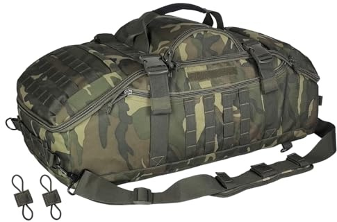 Hannibal Tactical Große Reisetasche, 3-in-1 taktischer Rucksack, MOLLE-Pack für Sport, Fitnessstudio, Outdoor, Us Woodland, 65L, Aktivitäten im Freien