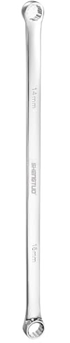 HARFINGTON Double End Box Wrench 14 x 15 mm Metric 12 Point 0 Degree Offset Extra Long Double End Box Ratcheting Wrench CR-V Polished Long Spanner Tools for Repairs