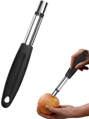 Gwtdtoad Descorazonador de Manzanas de Acero Inoxidable, Herramienta para Extraer Semillas y Núcleos de Frutas como Duraznos y Cerezas, Color Negro