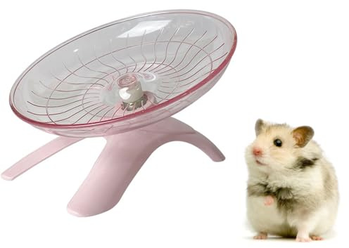 Soucoupe Volante Jouet pour Hamster, Roues d'exercice pour Hamster à Soucoupe Volante, Roue De Hamster à Disque Volant, avec Support, pour Soulager La Pression sur Les Petits Rats De Compagnie, Rose