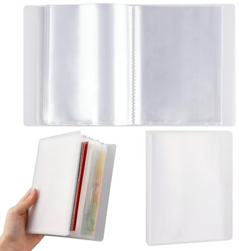 OTCRAFT 40 Pages/Set A6 Sticker Photo Storage Album; Stamp Cutting Dies Storage Book Organizer Folder for Postcards Stickers, Photo, Clear Stamps, and Cutting Dies 11.2x6.4inch （Clear）