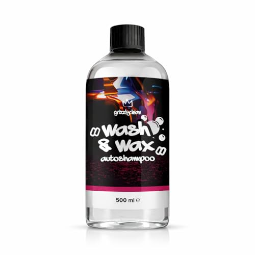 Grizzly Clean Autoshampoo mit Wachs - Hochwirksames Wash and Wax Auto Shampoo - Lackschonendes Autowaschmittel mit Versiegelung für Abperleffekt - Carnauba Waschwax (500ml)