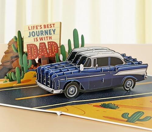CUTPOPUP Classic Car Birthday Cards for Men, 3D for Him, Dad Birthday Cards, Husband Birthday Card, Fathers Day Cards Grandad, Step Dad, Son, Men (Classic Car) US8-SD239UK
