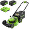 Greenworks 48V (2x24V) Self Propelled Cordless Lawnmower for Large Lawns up to 460m2, 46cm Cutting Width, 55L Bag, Lawnmower with Two 4Ah Batteries and Twin Charger, 3 Year Guarantee MO48L424-01