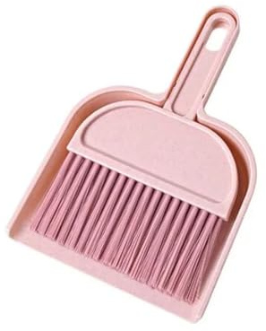 Spade och sopborste för rengöring och sopborste för bordtangentbord, kontor, kvast och dammspade för hem och kontor för städning i hemmet (Pink)