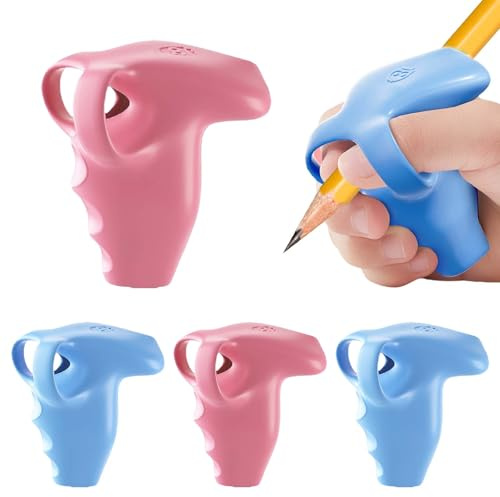 Luxvara 4 Pezzi Impugnature Ergonomiche per Matite, Aiuto Scrittura Strumento, Impugnatura Supporto per Penna, Pencil Grips Impugnature Matita per Bambini Adulti