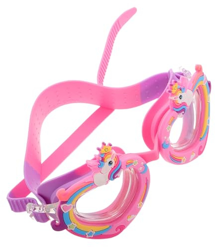 FUNOMOCYA Lunettes de Natation Garçon Fille Licorne Confortables Silicone Souple Anti-buée avec Large Sangle Réglable pour Piscine et Entraînement Natation Garçons Filles