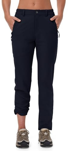 Rdruko Womens Hiking Trousers with 3 Zip Pockets, Navy Blue S