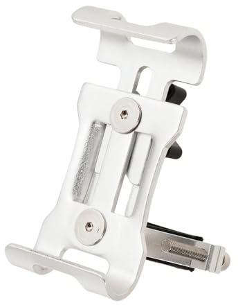 STOBAZA Support de Téléphone en Alliage D'aluminium pour Moto et Vélo, Fixations Guidon Anti-Vibrations, Couleur Titane, Compatible Scooter et Quad, Maintien Sécurisé pour Navigation