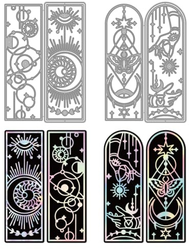 MAYJOYDIY Livre Magique Univers Matrices de Découpe Métalliques Soleil Lune Étoile Gabarit de Gaufrage Phase Lunaire Pochoirs en Acier au Carbone pour Création de Carte Album Scrapbooking Décor