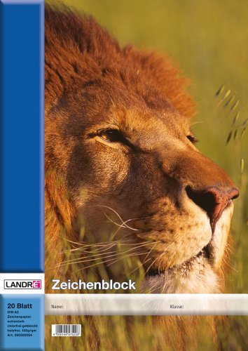 Landré Zeichen-Block A3, 20 Blatt, 100 g/m², perforiert, 4 Tier-Motive, 10 Stück