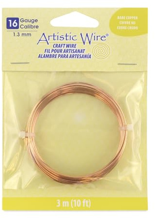 Artistic Wire 16 Gauge / 1.3 mm Bare Copper Craft Wire, 10 ft / 3.1 m