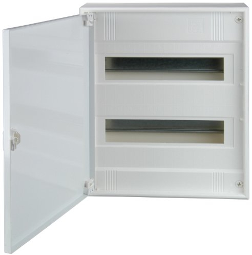 UNITEC Aufputz-Verteiler mit Tür, Sicherungskasten, Kleinverteiler, IP30, 2x12+2 Module, weiß