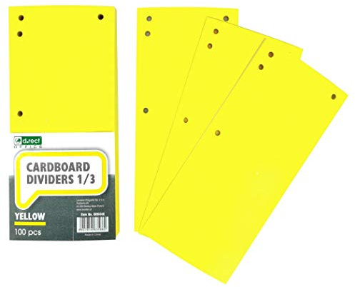 D.RECT 100er Pack Karton-Trennstreifen. 11x24cm Trennlaschen Trennblätter Ordner Register 160g/m² Gelb 009448