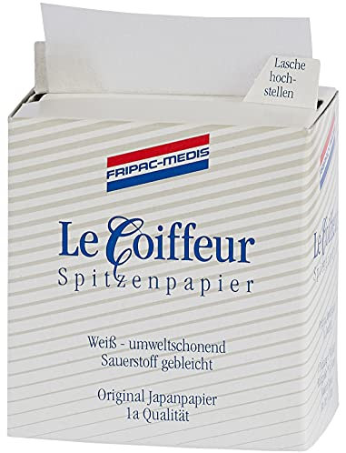 Fripac-Medis Le Coiffeur Spitzenpapier Spenderpackung mit Patentöffnung Blattgröße 75 x 55 mm weiß - umweltschonend sauerstoffgebleicht, 2er Pack (2 x 500 Blatt)
