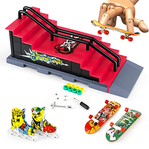 MOMSIV Mini Skateboard per Dita con rampa e Set di Accessori, F