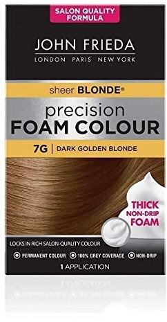 John Frieda Sheer Blonde Precision Foam Colour 7G Dark Golden Blonde Hair Dye for Blonde Hair, Non-Drip Permanent Hair Colour, 100% Grey Coverage