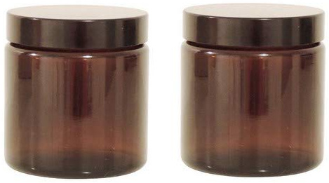 mikken 2 glasburkar 120 ml krämburk av brunt glas inkl. etiketter