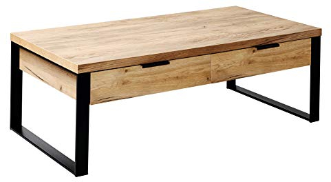 Jahnke LOOP Coffee - Couchtisch mit Schubladen, 118 x 59 x 40 cm, Kerneiche-Effekt