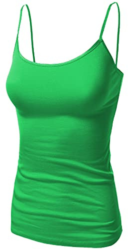 Basic Camisole Cami Strappy Vest Top for Women Ladies and Girl Plus Size Jade Green