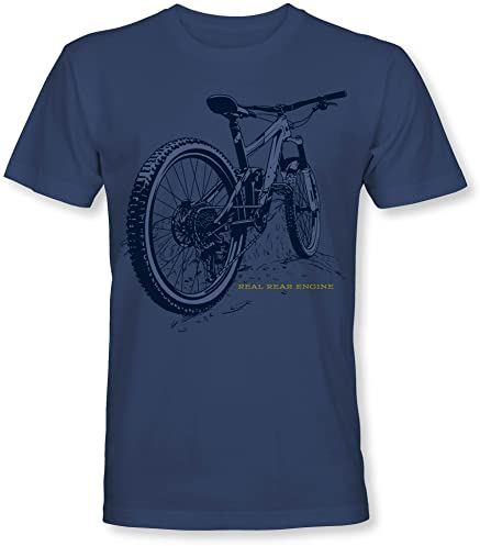 Fahrrad T-Shirt Herren : Real Rear Engine - Sport Tshirts Herren - Mountainbike Rennrad Shirt (L)