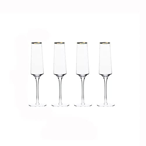SISWIM Copas de Champán 4 Uds. Copas de champán Copas de champán de Lujo de Gama Alta Copas de champán de Cristal de 230ml Regalo for Boda, Aniversario, Navidad Copa del Vino