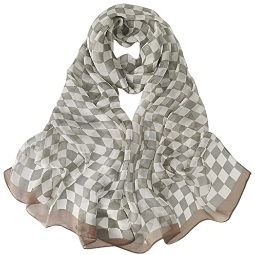 FAIRYGATE Chiffon Schal Schals & Tücher für Damen Schal Chiffon Scarf Blumenmuster Sommer Scarves Stola Halstuch Tuch Seidenschal Blumen A4623
