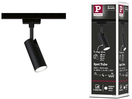 Paulmann URail Spot Tubo 3 Step Dim 1x5W 4000K Black matt | Adjustable, dimmable via light switch, IP20, for URail System, lifetime 30,000 hours