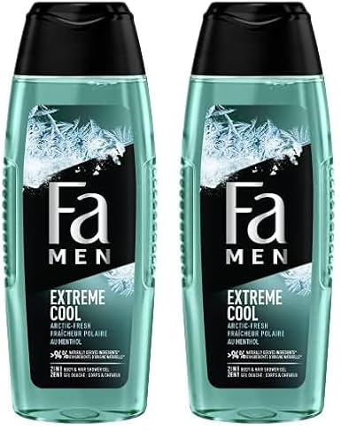 Fa Men - Gel Douche Corps Homme - Extreme Cool - Formule de pH neutre pour la peau - Testé sous contrôle dermatologique - Bouteille de 250 ml (Lot de 2)