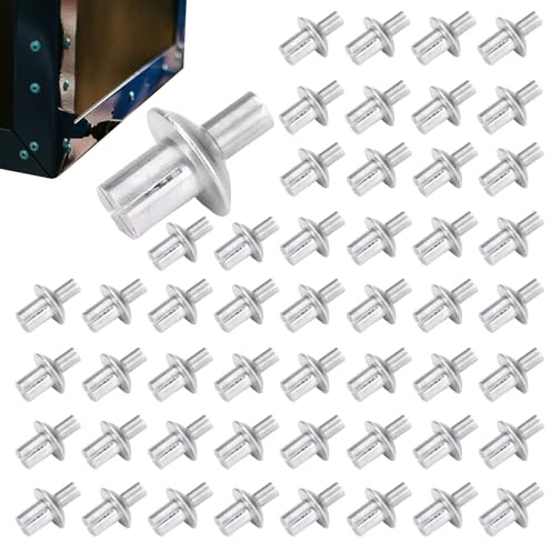 Geonoy Rivet à tête Ronde Plate | 50/100 Rivets d'entraînement | Rivets aveugles à Expansion de Type à Frapper | Jeu de Rivets pour la Fixation du métal, du Bois et d'autres matériaux