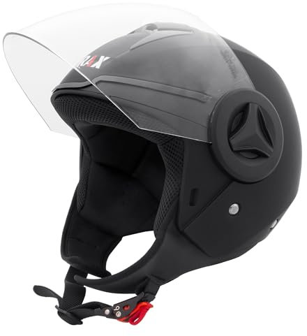 Zorax ZOR-603 Matt Black L (59-60cm) Open Face Helmet Single Visor Motorcycle Motorbike Crash Helmet ECE2206