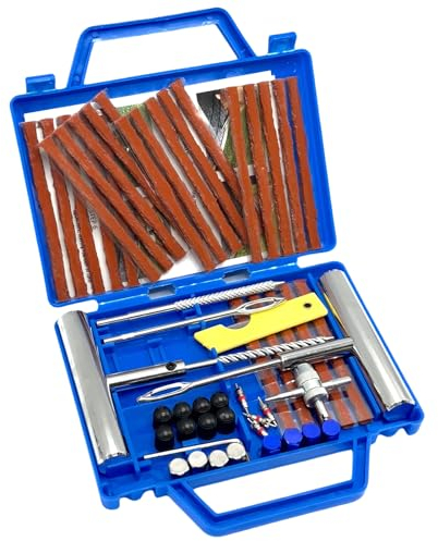 Kit di riparazione pneumatici QUNNIE, kit di riparazione pneumatici da 53 pezzi, kit di riparazione pneumatici portatile per auto, camion, moto, camper, trattore, SUV