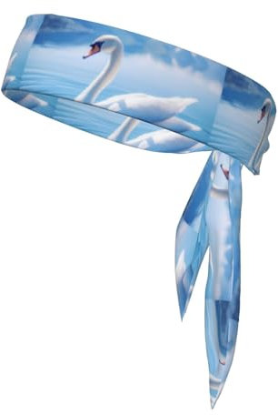 WZYWHJ Serre-tête imprimé cygne dans le lac, serre-tête de sport, bandeau pour homme et femme, bandeau pour la course à pied, l'entraînement, le football