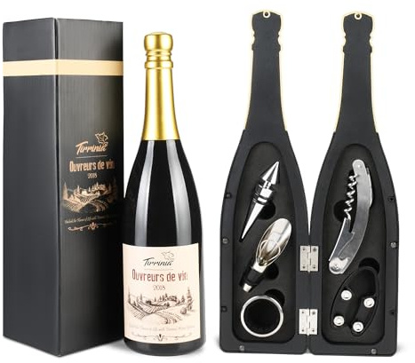 Tirrinia Wine Opener Gift Set, Wine Corkscrew Opener Raffle for Game Winners Adults, Bridal Shower Prizes, Wine Opener Kit for Women and Men - 5PC