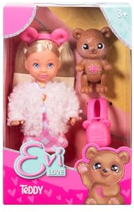 Simba Muñeca Evi Love Osito Teddy, con Mochila de Ositos, Chaqueta Suave, Accesorios y Figura de Oso, A Partir de 3 años, Muñeca de Juego para coleccionar y Regalar (105733966)