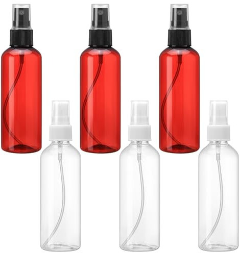 6 flaconi spray da 100 ml, piccoli nebulizzatori, 100 ml, vuoti piccoli flaconi spray da riempire, spray per acqua, cosmetici, bottiglie da viaggio, (trasparente/marrone)
