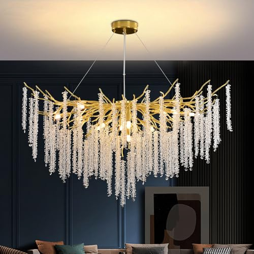 YZBEIMDAI Moderno Lampadario al Cristallo, G9 Portalampada, K9 Rotondo Cristallo Lampada a Sospensione per Sala da Pranzo, Cucina, Isola, soggio