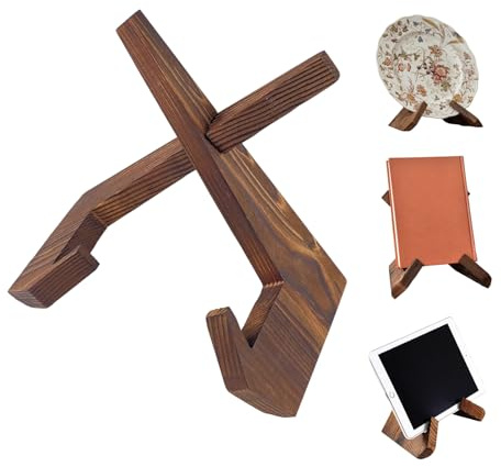 Support Livre de Cuisine, Support de livre présentoir de livre, Porte-Livre de Cuisine en Bois Artisanal, Présentoir Tablettes Bois pour Afficher des Recettes, Disques, Cadres Photo (B)