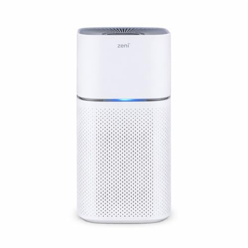 Zeni Air Purifier CADR: 400 m³/h | 243 × 243 × 535mm | H13 True HEPA Filter | Covers 28-48 m² | Ioniser & 12 Speed Settings | Pet Dander Dust Smoke & Pollen Remover | Home Allergy & Odour Eliminator